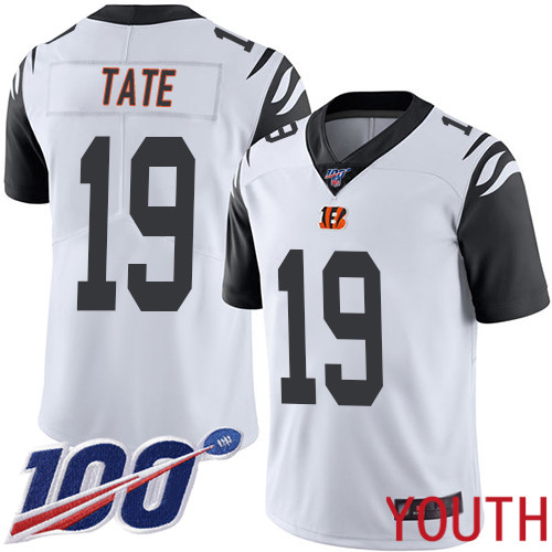 Cincinnati Bengals Limited White Youth Auden Tate Jersey NFL Footballl 19 100th Season Rush Vapor Untouchable